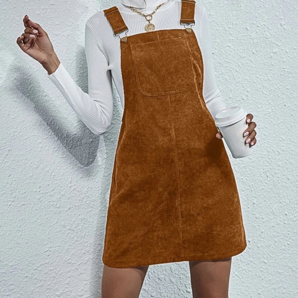 BellanBlue Dresses & Skirts - Camel Brown Corduroy Overall Dress